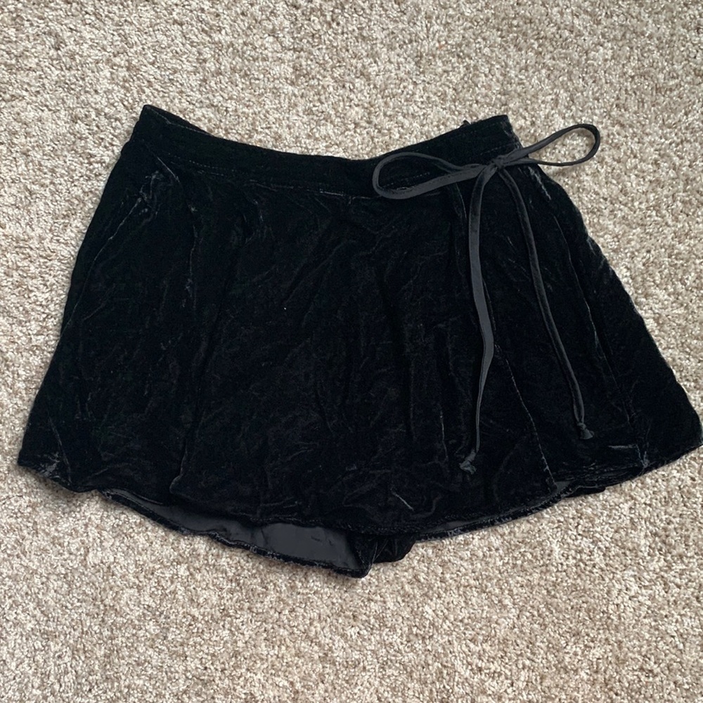 Free People Black Velvet Mini Skort